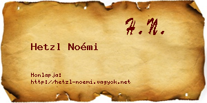 Hetzl Noémi névjegykártya